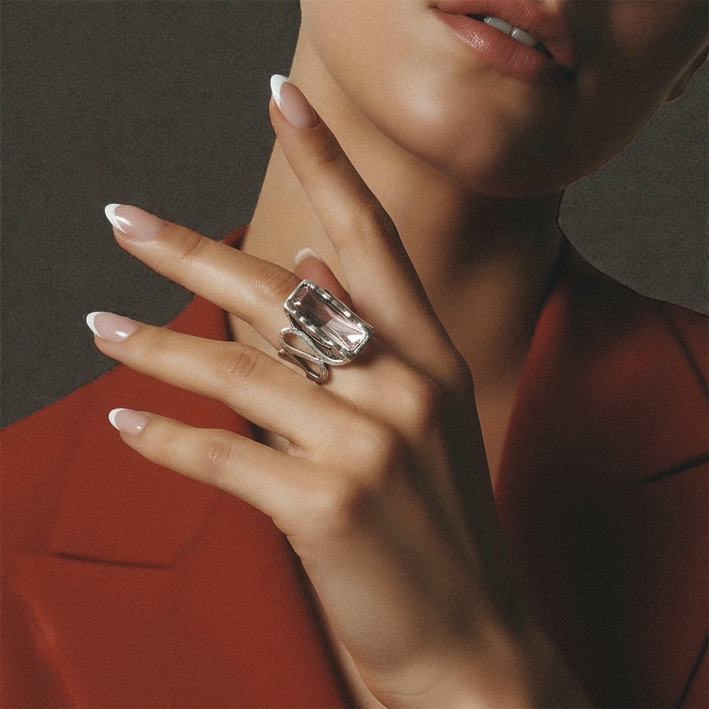 Ischia ring (baby pink) ZAMAC jewelry - Handmade jewelry for lovers of natural, clean shapes..