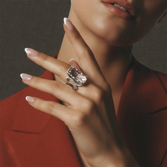 Ischia ring (baby pink) ZAMAC jewelry - Handmade jewelry for lovers of natural, clean shapes..